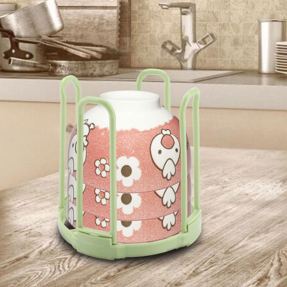 Durable Plastic Folding Healthy Dish Bowl Storage Shelf for Dry Kitchen Good Helper Green