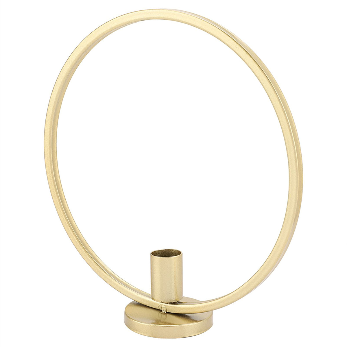 Round Circle Iron Candlestick Craft Desk Candle Holder for Candlelight Dinner (Gold)