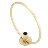 Round Circle Iron Candlestick Craft Desk Candle Holder for Candlelight Dinner (Gold)