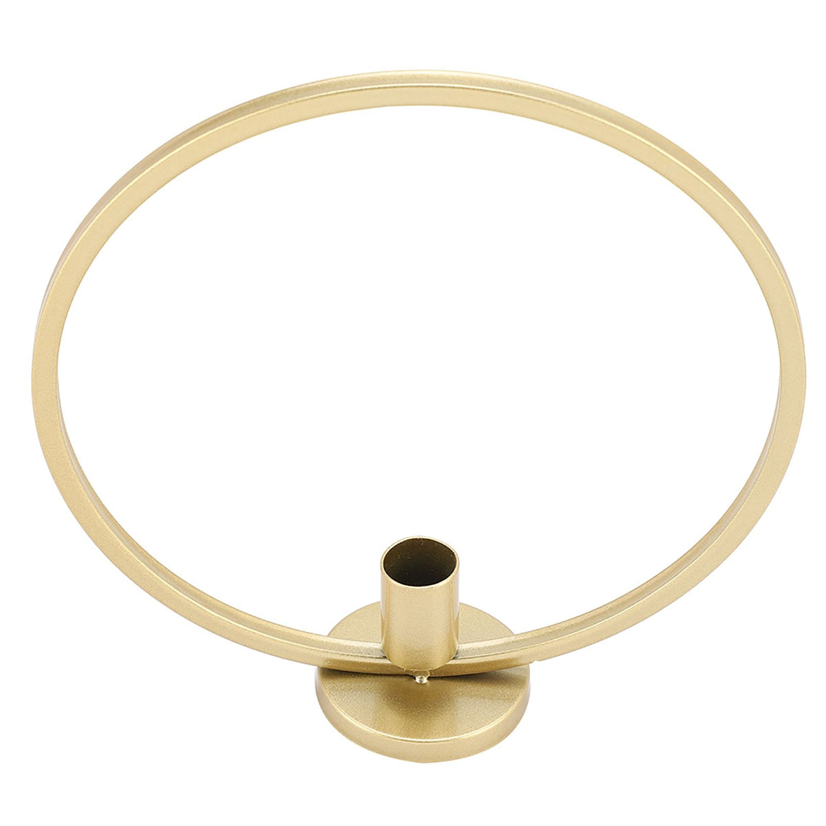 Round Circle Iron Candlestick Craft Desk Candle Holder for Candlelight Dinner (Gold)