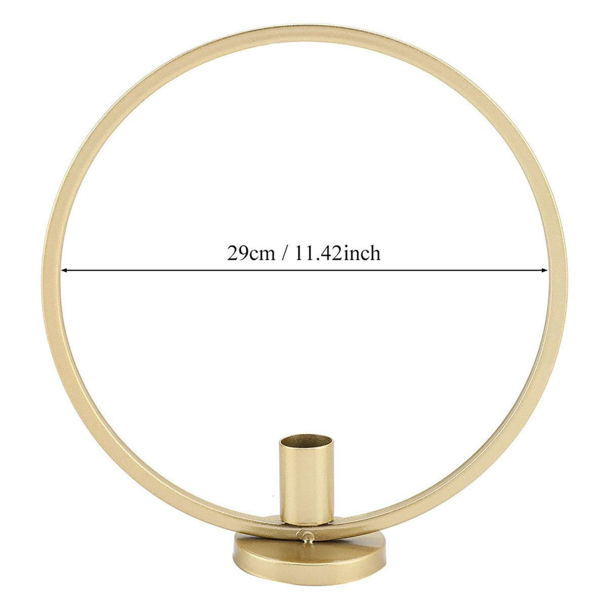 Round Circle Iron Candlestick Craft Desk Candle Holder for Candlelight Dinner (Gold)
