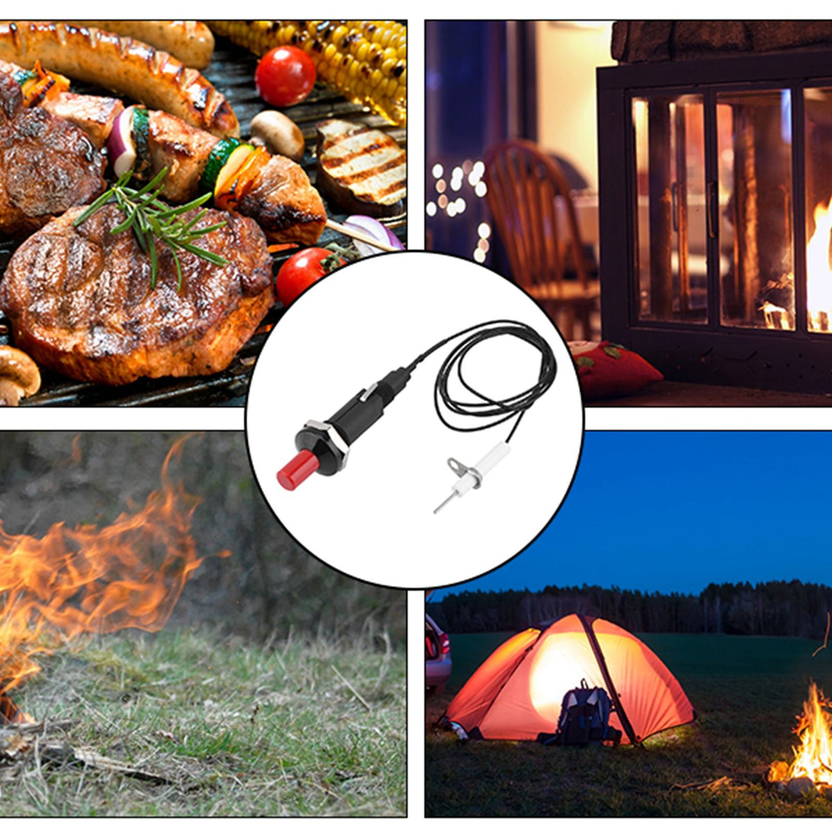 1 Out 2 Piezo Spark Ignition Kit BBQ Grill Push Button Igniter for Fireplace Stove Gas