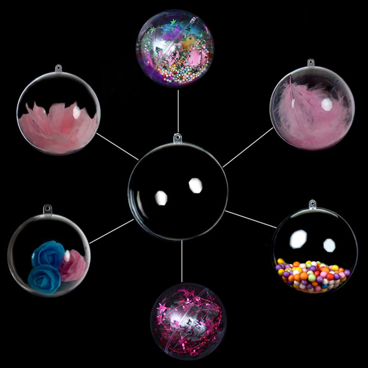 20 Pcs Clear Fillable Ornament Balls DIY Plastic Ball Christmas Decoration Tree Ball (5cm)