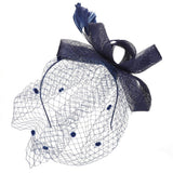 Wedding Women Net Mesh Bridal Face Veil Hats Brides Fascinator Headwear Hair Accessory(Navy)