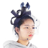 Wedding Women Net Mesh Bridal Face Veil Hats Brides Fascinator Headwear Hair Accessory(Navy)