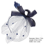 Wedding Women Net Mesh Bridal Face Veil Hats Brides Fascinator Headwear Hair Accessory(Navy) - Low Angle