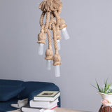 5 Head Vintage Hanging Hemp Rope for Light Retro Lamp Ceiling Pendant E27 Base - Top-Down View