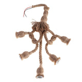 5 Head Vintage Hanging Hemp Rope for Light Retro Lamp Ceiling Pendant E27 Base