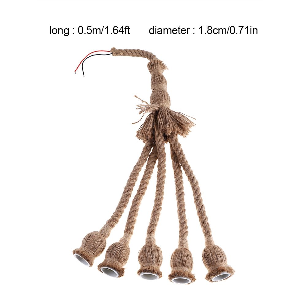 5 Head Vintage Hanging Hemp Rope for Light Retro Lamp Ceiling Pendant E27 Base