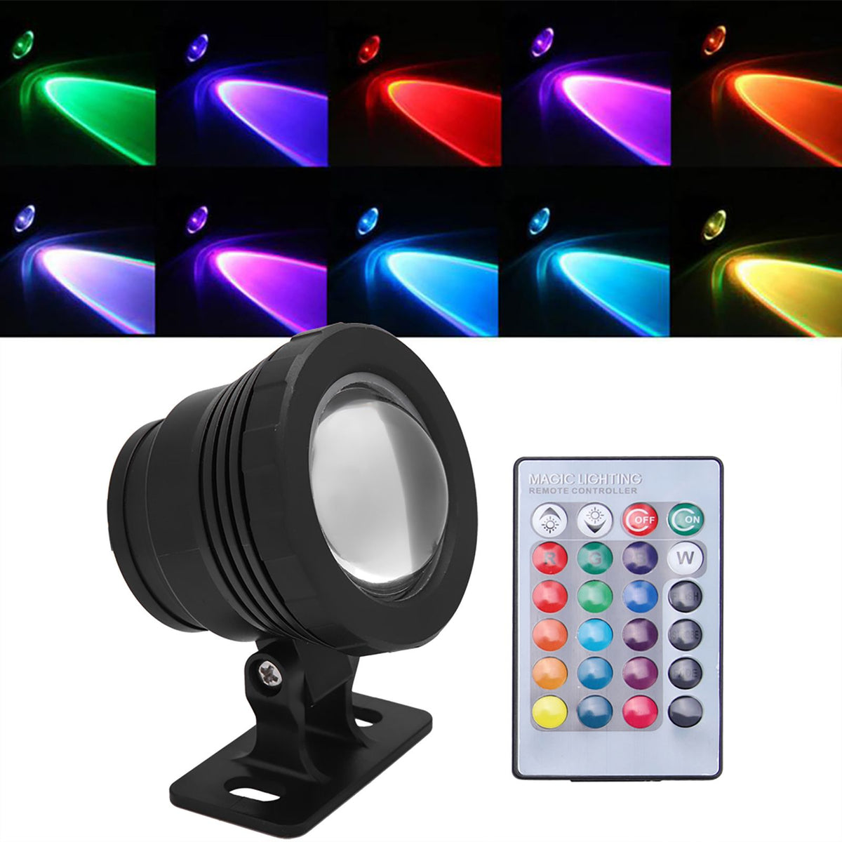 RGB LED Underwater Light Waterproof Multi color Outdoor Garden Spotlight AC/DC 12V (black)