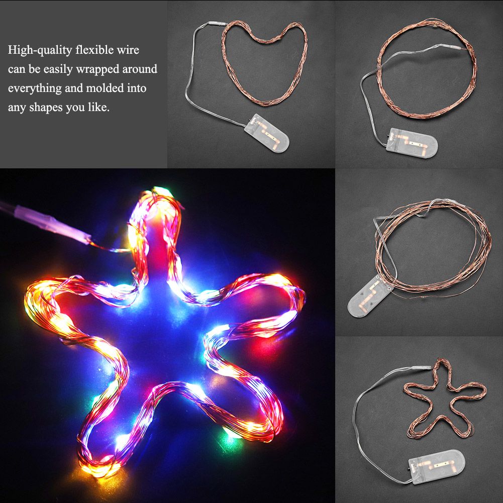 3m 30LEDs Copper Wire Battery Powered String Fairy Light Xmas Wedding Lamp DIY (Colorful)