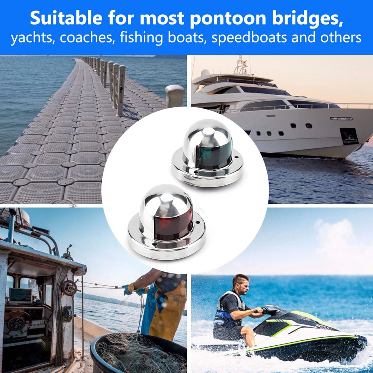 Boat Navigation 12V Marine Yacht Light LED Bow Side Lights Pontoons Sailing Signal Lamp