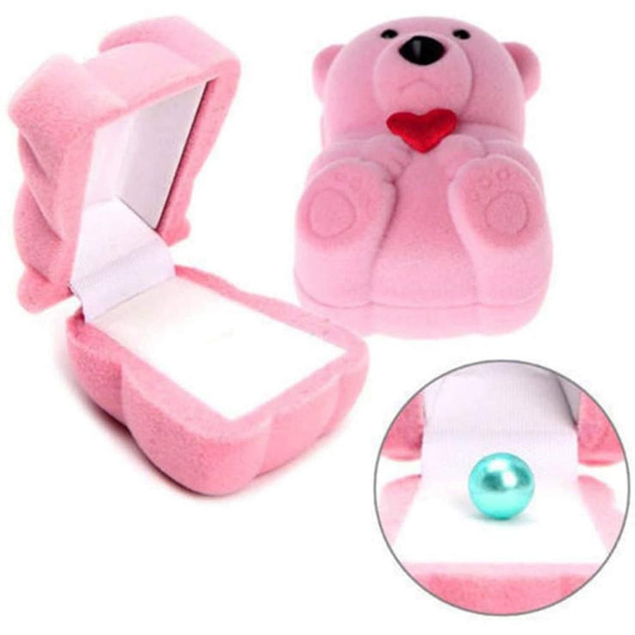 Jewelry Box Flocking Bear Shape Jewelry Storage Ring Box Gift Holder Storage Case Gift Box for Proposal Engagement Wedding