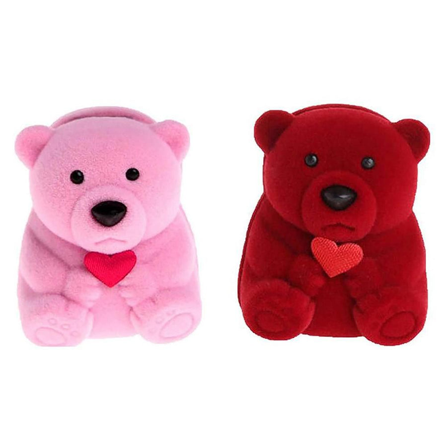 Jewelry Box Flocking Bear Shape Jewelry Storage Ring Box Gift Holder Storage Case Gift Box for Proposal Engagement Wedding