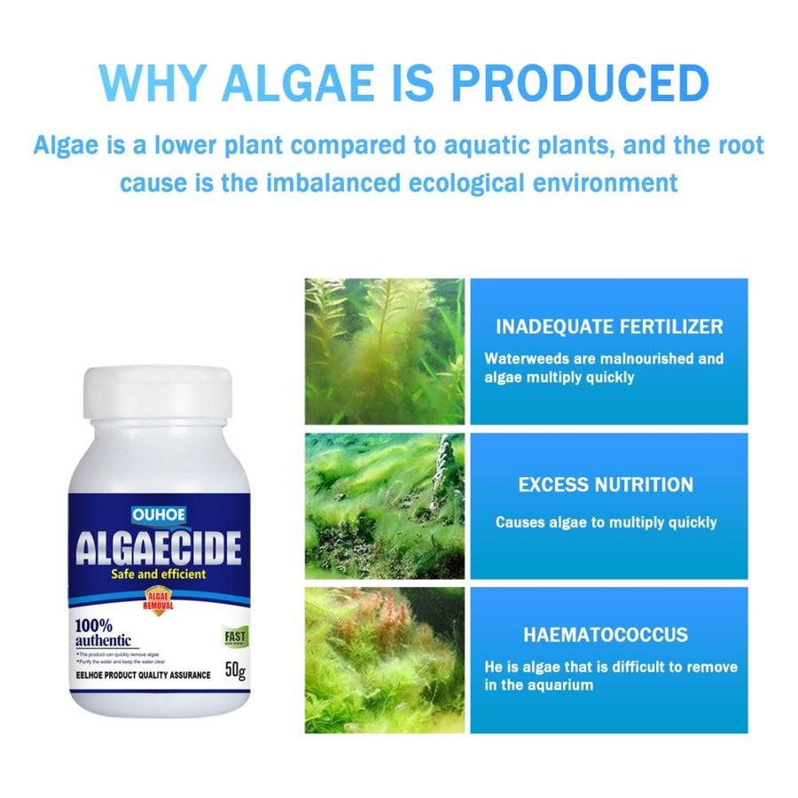 50g Aquarium Algaecide Algae Control Moss Remover for Pond Fish Tank