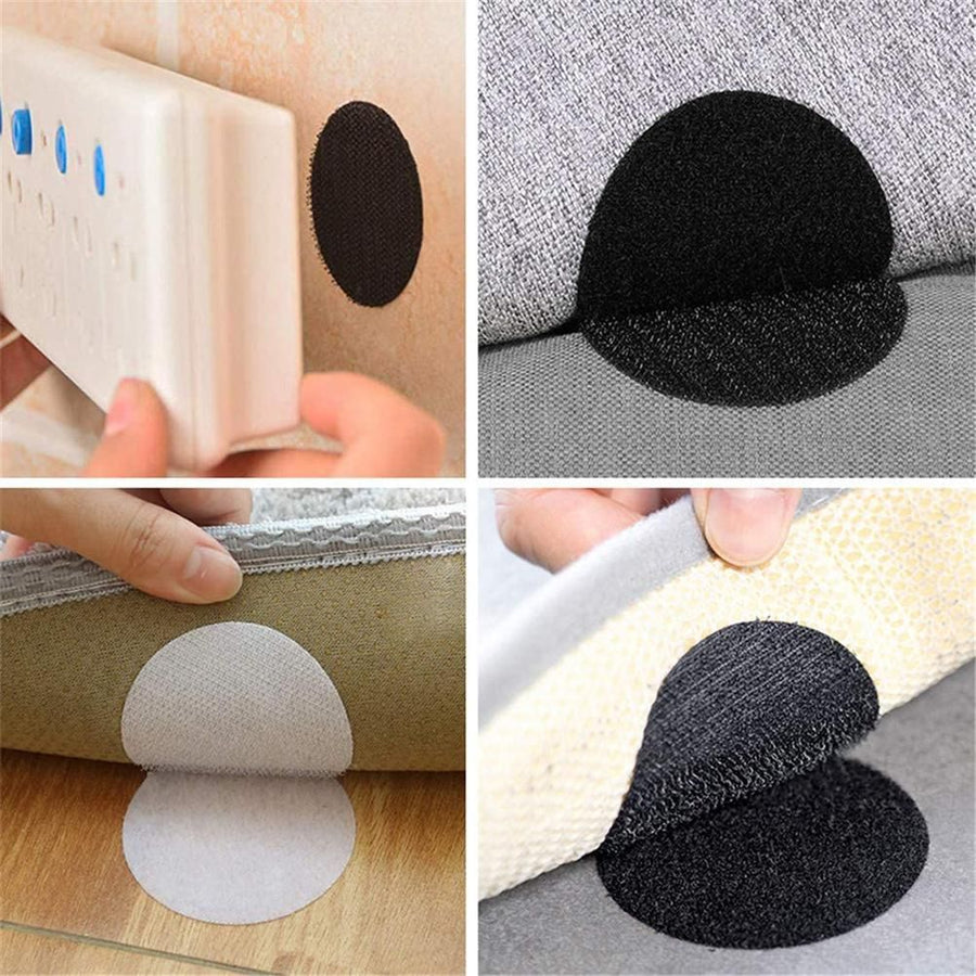 10 Pairs Fixed Tapes Round Dot Hook and Loop Adhesive Tapes for Fixing Household Bedclothes Sofa Cushion Carpet