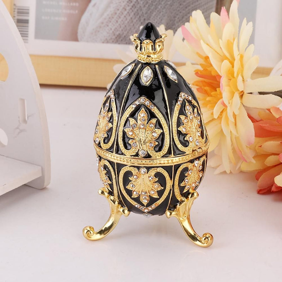 Easter Egg Metal Box Ornament Diamante Egg Ornament Jewelry Box Exquisite Easter Egg Metal Craft