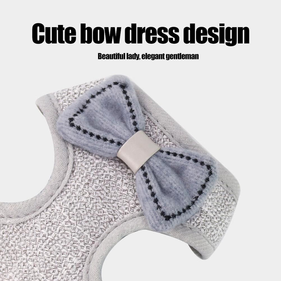 Cat Leash Harness Set Adjustable Bowknot Vest Type Cat Traction Rope Pet Supplies