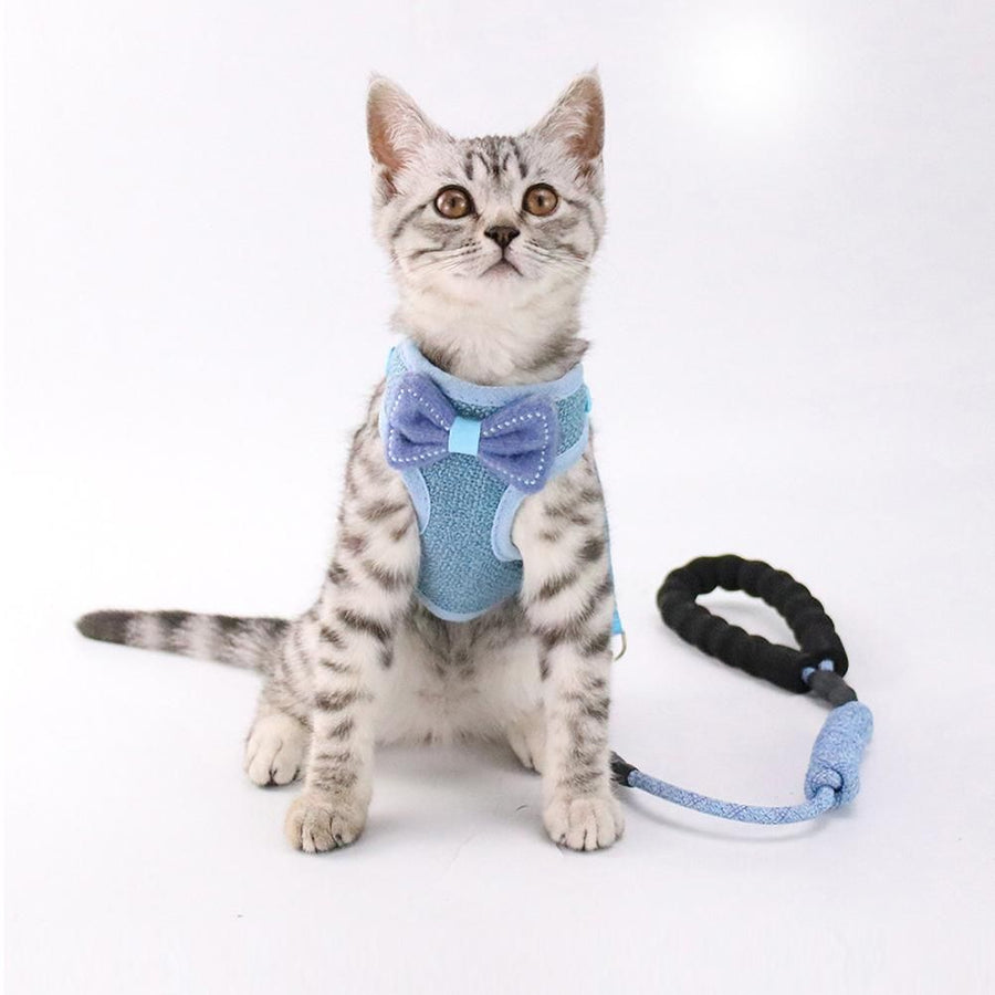Cat Leash Harness Set Adjustable Bowknot Vest Type Cat Traction Rope Pet Supplies