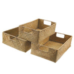 Handmade Seaweed Storage Basket Woven Storage Box with Handle for Home Kitchen Office