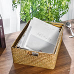 Handmade Seaweed Storage Basket Woven Storage Box with Handle for Home Kitchen Office
