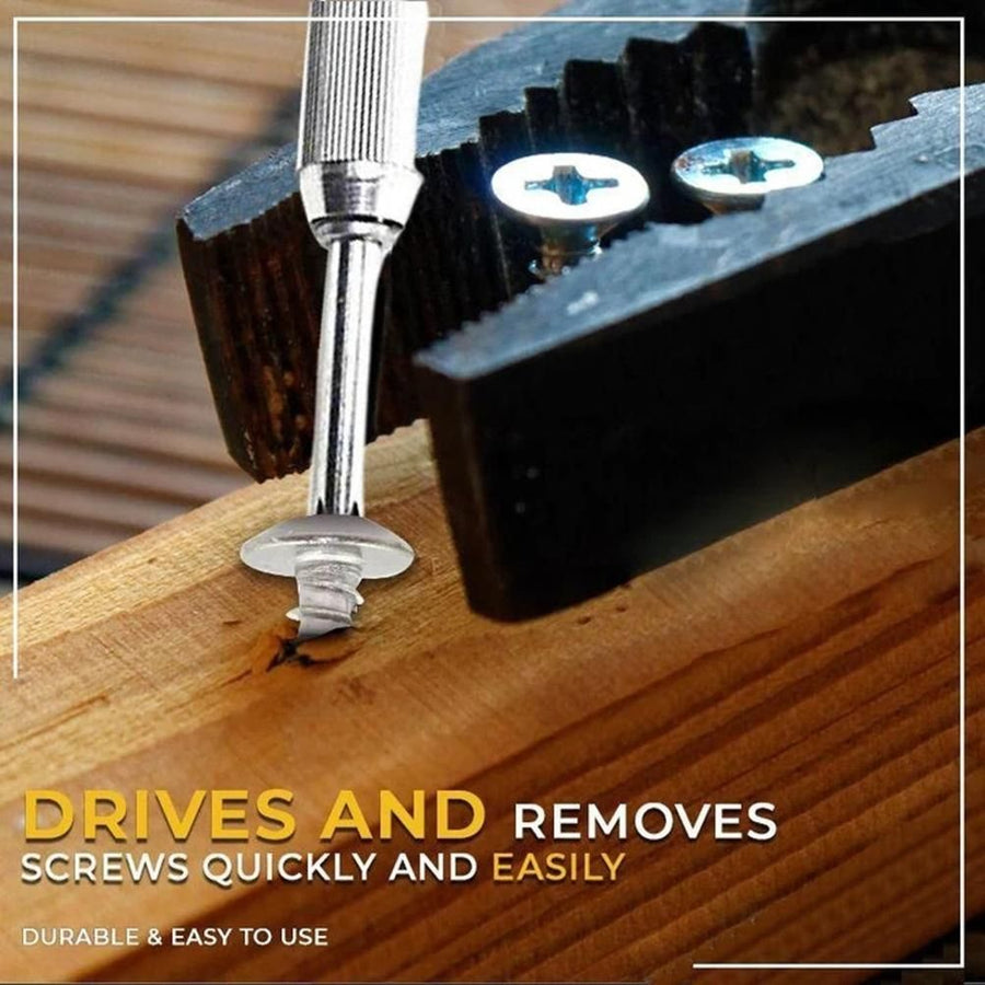 Push Pull Ratchet Screwdriver Adjustment Spiral Ratchet Screwdriver with 5 Replaceable Heads