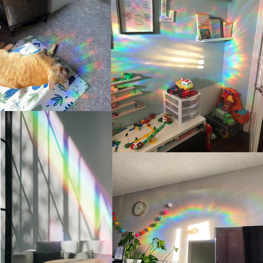 Window Clings Rainbow Prism Static Stickers Glue Free PVC Window Film Best Decoration for Home and Office