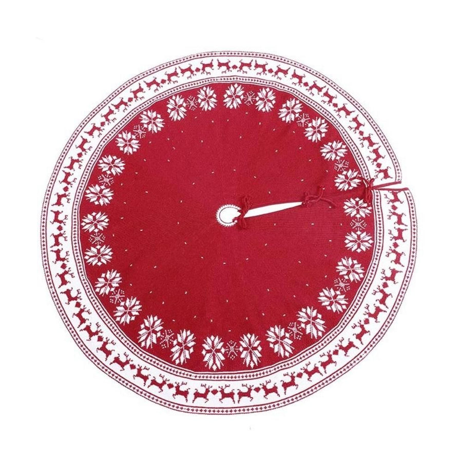 Festival Tree Skirt Knitted Tree Skirt Apron Snowflake Deer for Gift Holidays 122cm