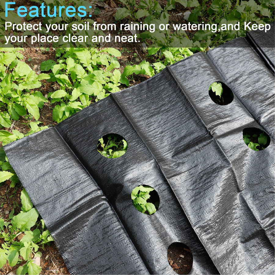 4pcs Weed Barrier Landscape Fabric with 2.95in Planting Holes Weed Control Garden Barrier Mat 3.28x11.81ft
