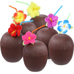 6Pcs Coconut Cup for Cocktails Hawaiian Party Plastic Drink Bottle 56g