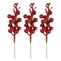 24Pcs Xmas Tree Decoration Berries Shining Sequined Simulated Wreath Rattan Decorative Accessories 15 Heads Holiday Home Decor Rose Red