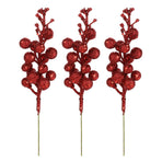 15Pcs Xmas Tree Decoration Berries Shining Sequined Simulated Wreath Rattan Decorative Accessories 15 Heads Holiday Home Decor Silver