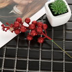 15Pcs Xmas Tree Decoration Berries Shining Sequined Simulated Wreath Rattan Decorative Accessories 15 Heads Holiday Home Decor Silver