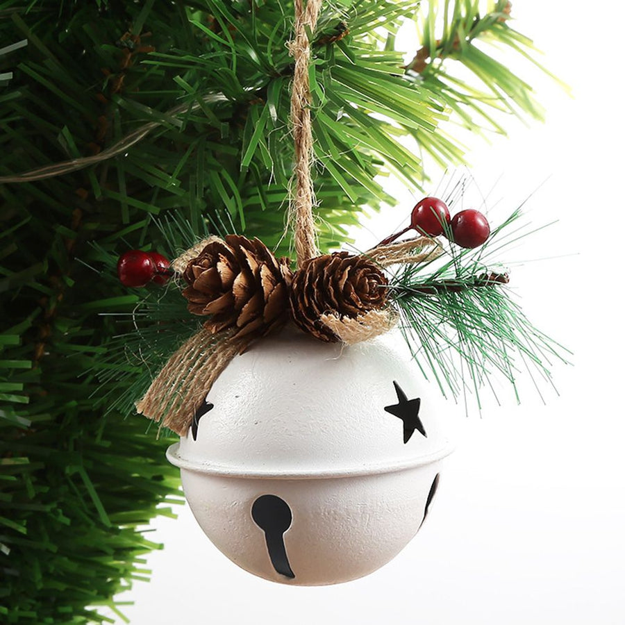 6Pcs Xmas Bell Iron Decorative Pendant Tree Door Window Hanging Home Decoration Reusable White
