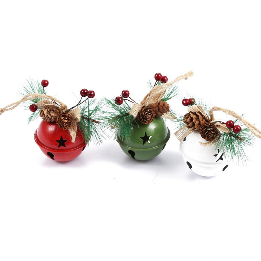 6Pcs Xmas Bell Iron Decorative Pendant Tree Door Window Hanging Home Decoration Reusable White