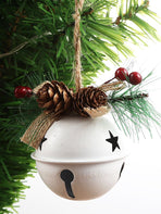 6Pcs Xmas Bell Iron Decorative Pendant Tree Door Window Hanging Home Decoration Reusable White