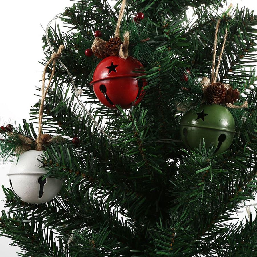 6Pcs Xmas Bell Iron Decorative Pendant Tree Door Window Hanging Home Decoration Reusable White