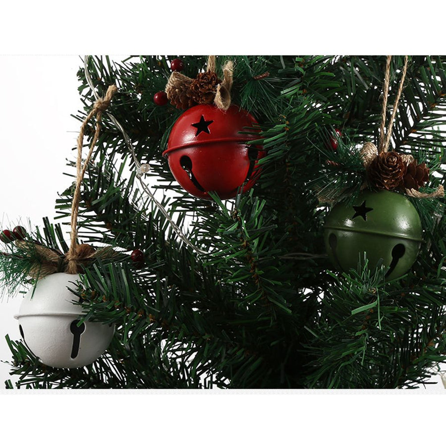 6Pcs Xmas Bell Iron Decorative Pendant Tree Door Window Hanging Home Decoration Reusable White