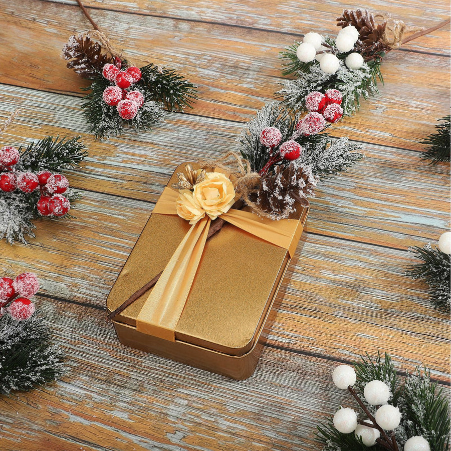 20PCS Artificial Pinecone and Berry Picks Faux Pine Tree Needles Branches Xmas Floral Picks for DIY Floral Arrangement Holiday Decor White