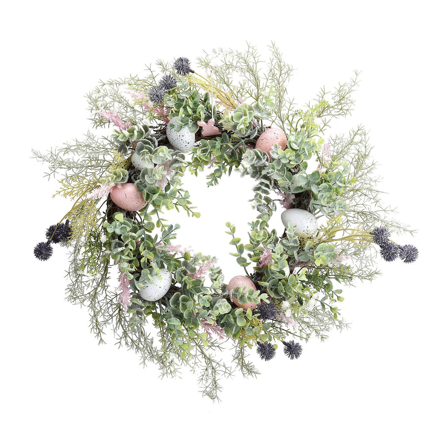 Easter Wreath 20 Inch Artificial Colorful Eggs Spring Wreath for Front Door Fireplace