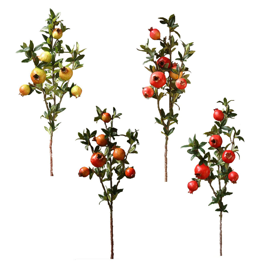 2 Pcs Artificial Pomegranate Branch 80cm Length High Simulation Faux Fruit Branch for Home Hotel Red