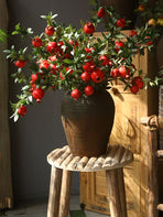 3 Pcs Artificial Pomegranate Branch 80cm Length High Simulation Faux Fruit Branch for Home Hotel Red