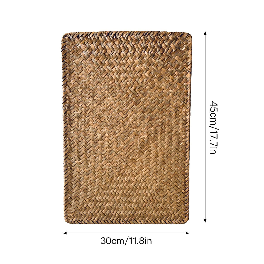 4pcs Woven Placemat Anti Skid Rectangle Seagrass Place Mat for Dining Table Home Wedding Party Banquet 35 X 24cm