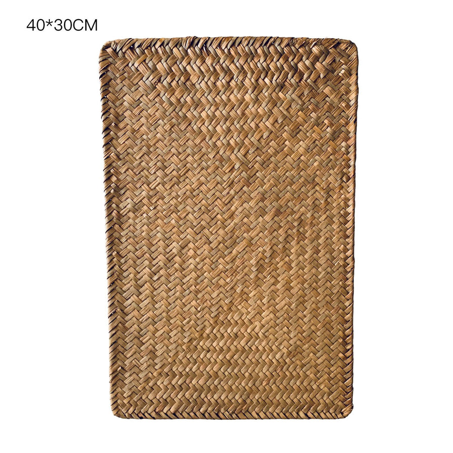 4pcs Woven Placemat Anti Skid Rectangle Seagrass Place Mat for Dining Table Home Wedding Party Banquet 35 X 24cm