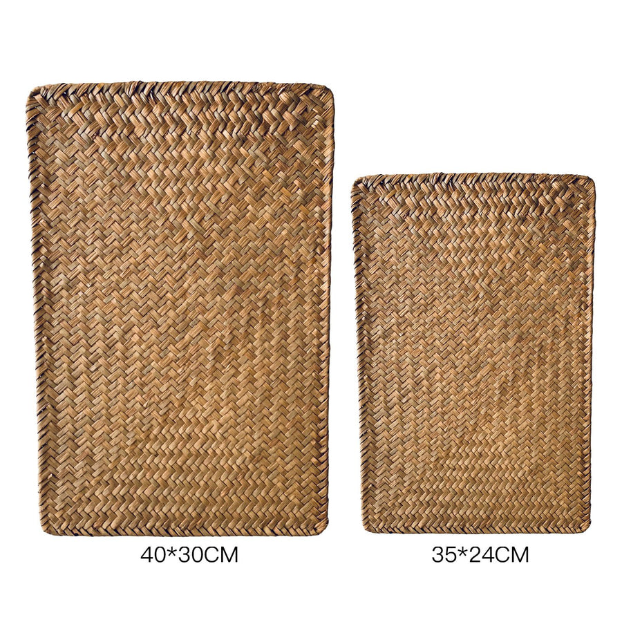 4pcs Woven Placemat Anti Skid Rectangle Seagrass Place Mat for Dining Table Home Wedding Party Banquet 35 X 24cm