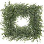4 Pcs Squared Shape Flower Wreath Iron Ring Hanging Branches Ring for Festival Decoration Craft Wall Green 35cm