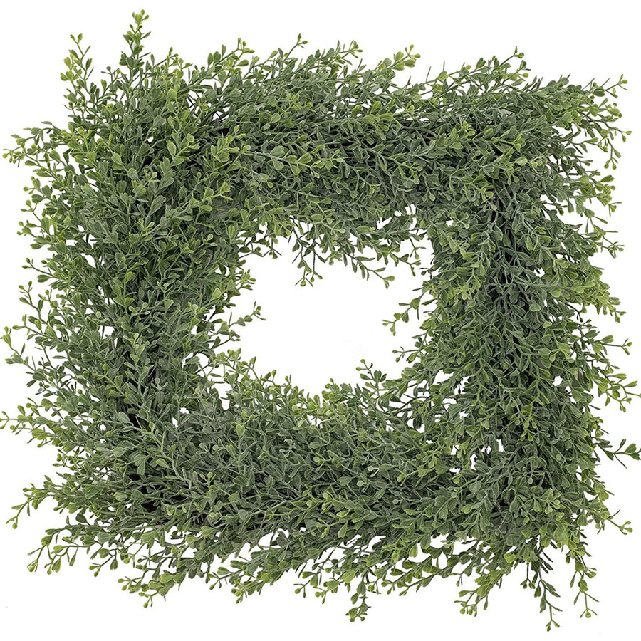 4 Pcs Squared Shape Flower Wreath Iron Ring Hanging Branches Ring for Festival Decoration Craft Wall Green 35cm