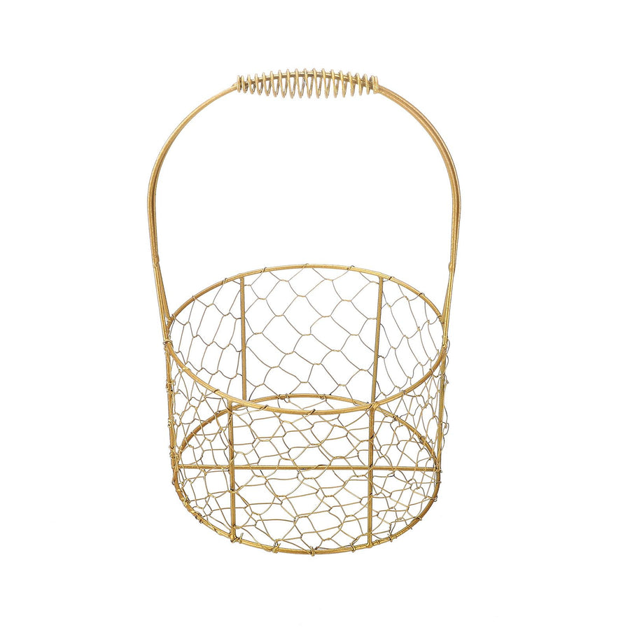 Golden Iron Crafts Hand Gift Flower Basket Handheld Flower Basket Flower Bundle Packaging Basket