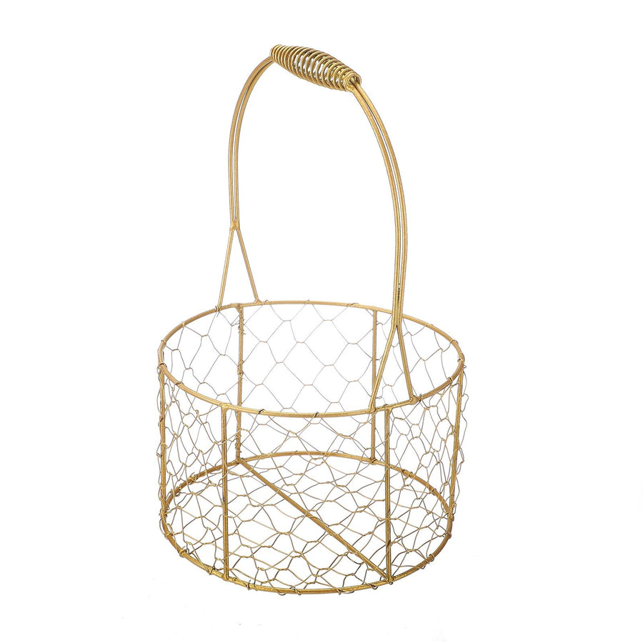 Golden Iron Crafts Hand Gift Flower Basket Handheld Flower Basket Flower Bundle Packaging Basket