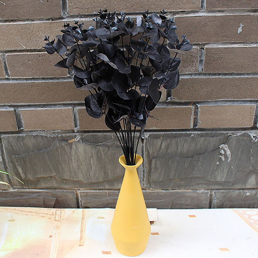 3 Pcs Black Eucalyptus Stems Leaves Branches Artificial Flower Home Decor Photography Simulation Plants